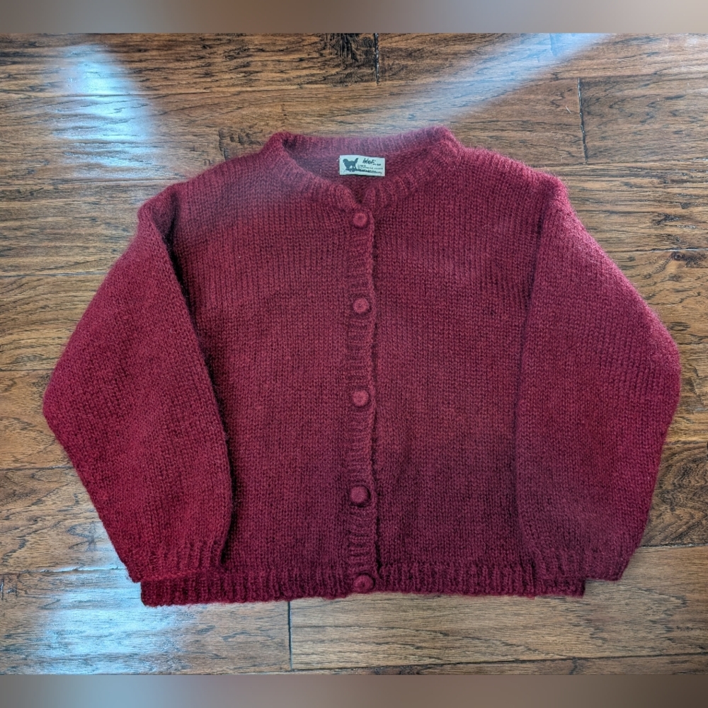 Classic Women's Burgundy Button-Front Cardigan Sweater